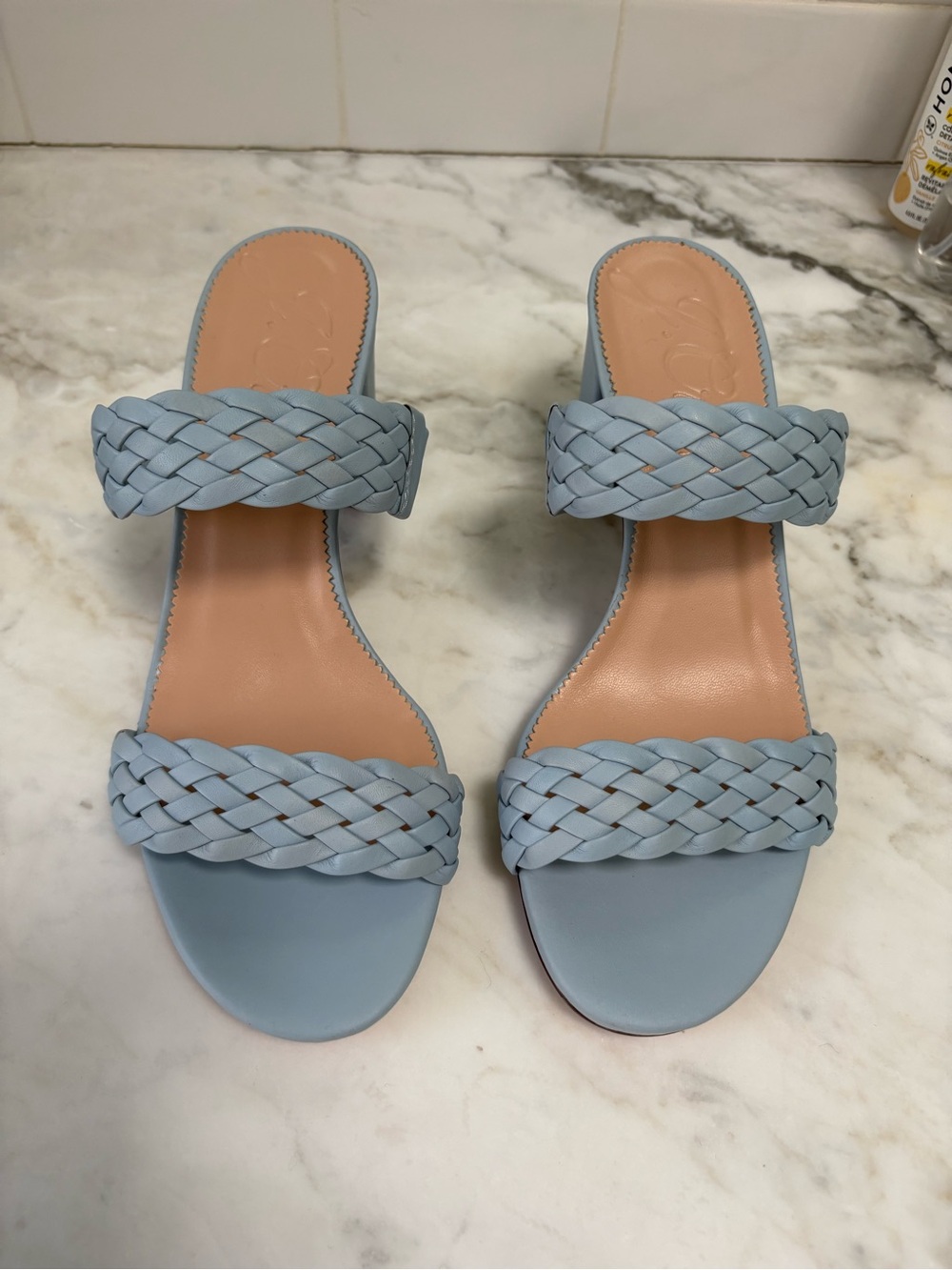 J. Crew Women's Braided Leather Lucie Sandal-Icy Blue